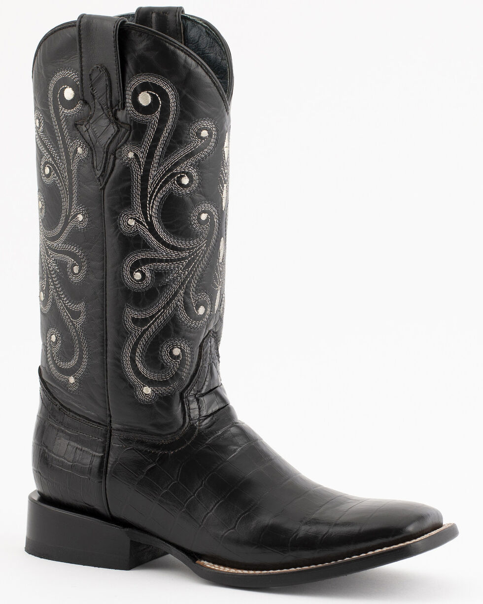 Ferrini Mens Cowhide Leather Cowboy Boot Square Toe Black 